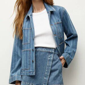 Veronica Beard Dahl Striped Denim Chore Jacket